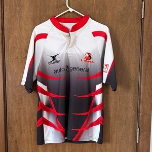 Gilbert Lions Rugby Jersey Red and Gray